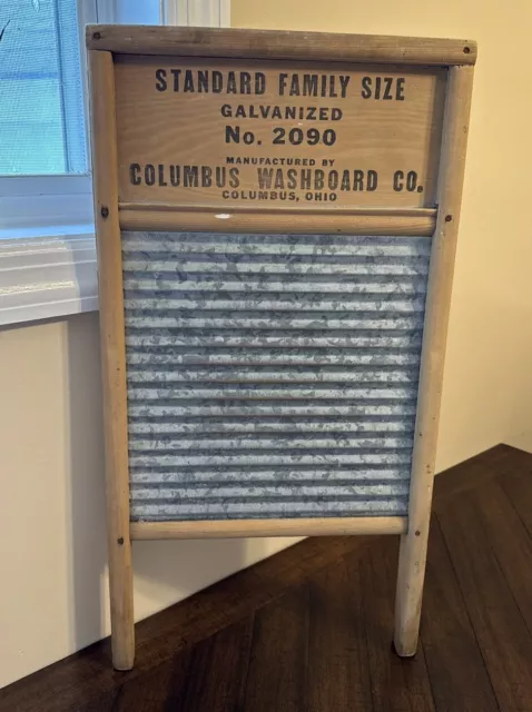 Vintage Columbus Washboard Co SUNNYLAND No. 2090 Standard Size 24 X 12 Washboard