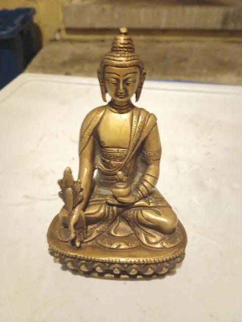 Brass Buddha Statue medicine Buddha 6 Inches Tall