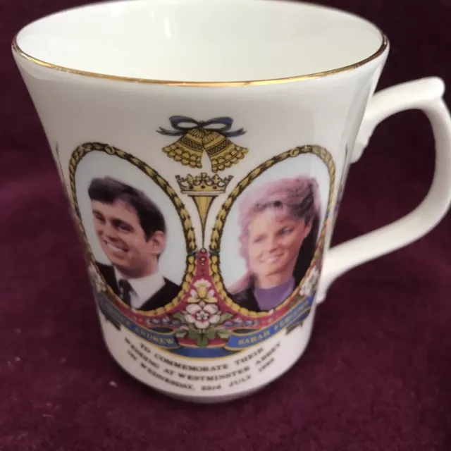 Prince Andrew & Sarah Fergusson - bone china wedding mug, Nanreach Pottery, 1986