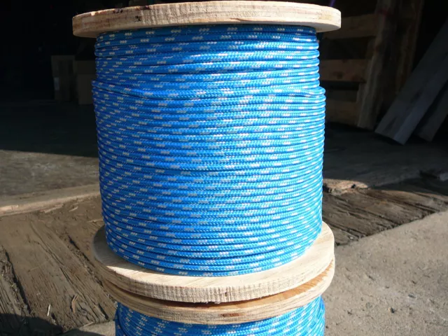 NovaTech XLE Halyard Sheet Line, Dacron Sailboat Rope 3/16" x 50' Blue/White