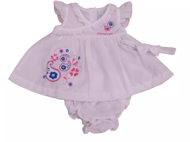 Set di abiti da 3 pezzi per bambine estive rosa o bianche mummie bambina nuovo con etichette nuovo con scatola 0-3 3-6 m