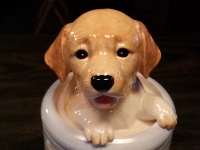 YELLOW LAB Porcelain Dog Treat Cookie Jar Ceramic Figurine Quality DNC Arcadia