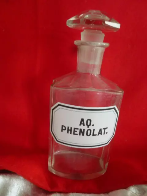 Uralte Weißglas Flasche Flakon APOTHEKER Flasche AQ. Phenolat.