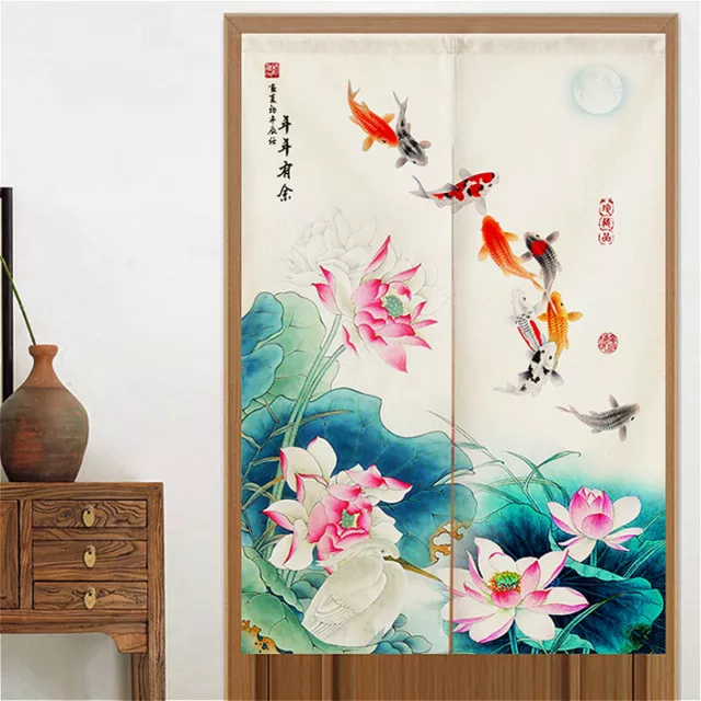 Door Curtain Cotton Linen Tapestry Fish Japanese Noren Kitchen Doorway Ornaments