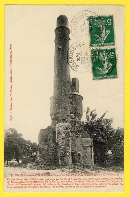 cpa 61 - JUVIGNY sous ANDAINE en 1913 Le PHARE de BONVOULOIR Tour Observatoire