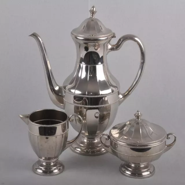 WMF Art Nouveau / Jugendstil 3 tlg. Kaffeekern, Kaffeekanne, Milch und Zucker