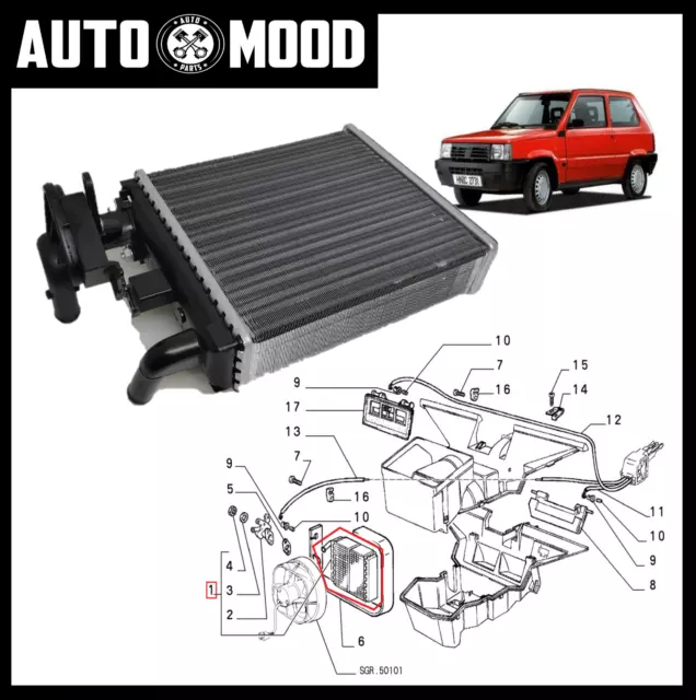 Radiatore Riscaldamento Con Rubinetto Fiat Panda Dal 1981 Al 2002 Nuovo !