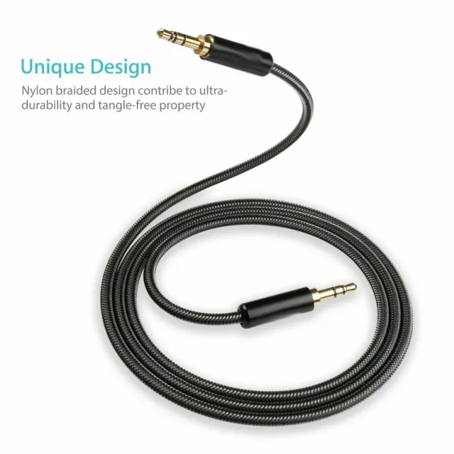 Aux Cable Audio Lead 3.5mm Jack to Jack Stereo Male for Car PC Phone 3M to 3M