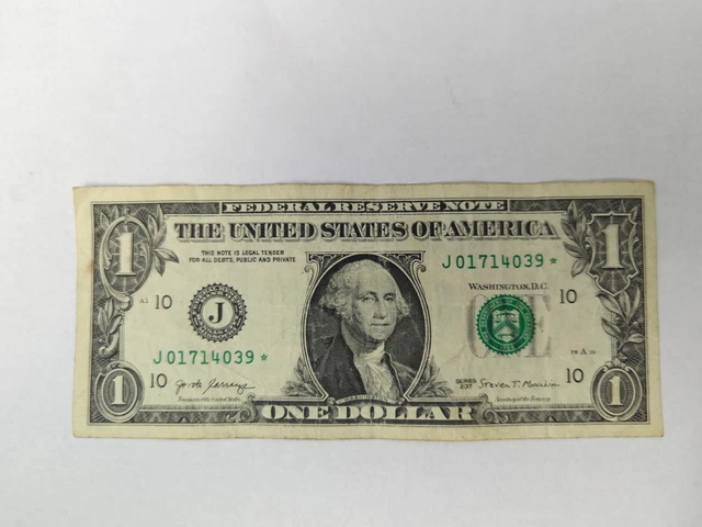 1 dollar bill star note series 2017 serial J01714039