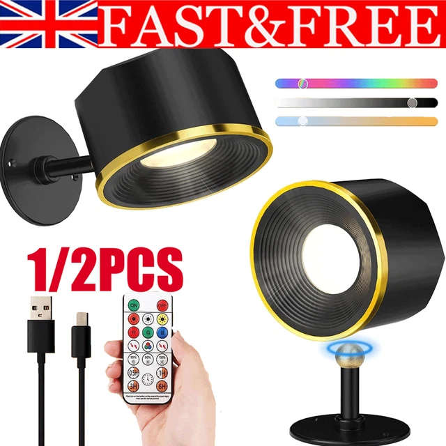 LED Light Magnetic Rechargeable Wall Light Spotlight 360° Rotation Wireless Touch Night Lights For Dimmable Bedroom Bedside Lamp