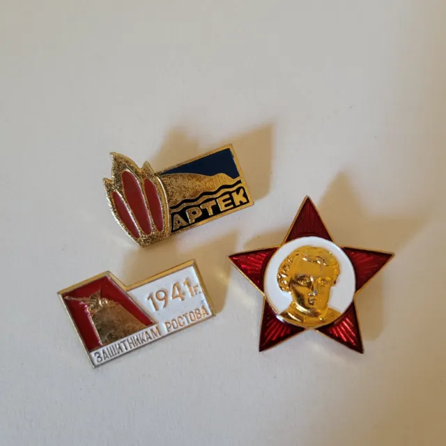 Vintage Russian Soviet Pin Badges Lenin Oktyabryonok Artek USSR Propaganda