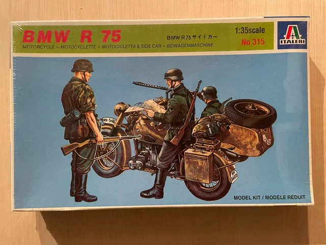 1/35 ITALERI 315 : Moto Bmw R75 Sidecar Avec Trois Figurines Wehrmacht