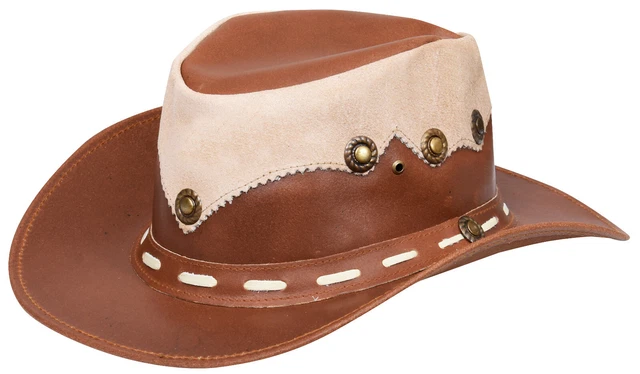 Australien Western Style Cow-Boy Outback Véritable Cuir Et Daim Bush Chapeau