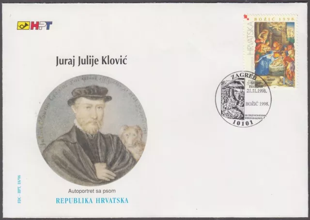 CROATIA Sc # 381 FDC - ADORACIÓN DE LOS PASTORES, por JURAJ KLOVIC