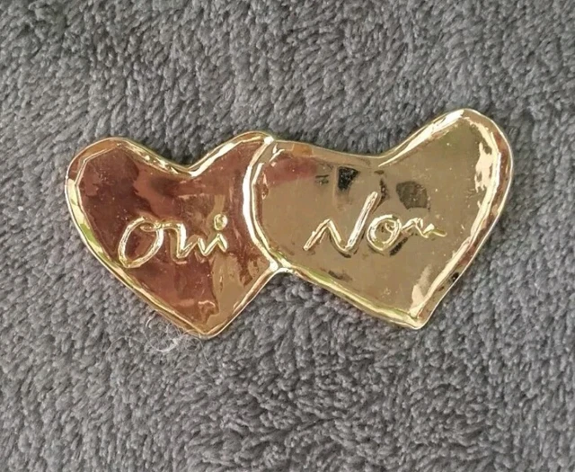 Broche Cœur Kookai - Motif Oui/Non - Couleur Or - TBE (très Bon état)