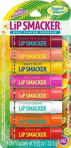 Lip Smacker Flavored Lip Balm Tropic Fever Pack of 8 Passion Fruit Peach Breez