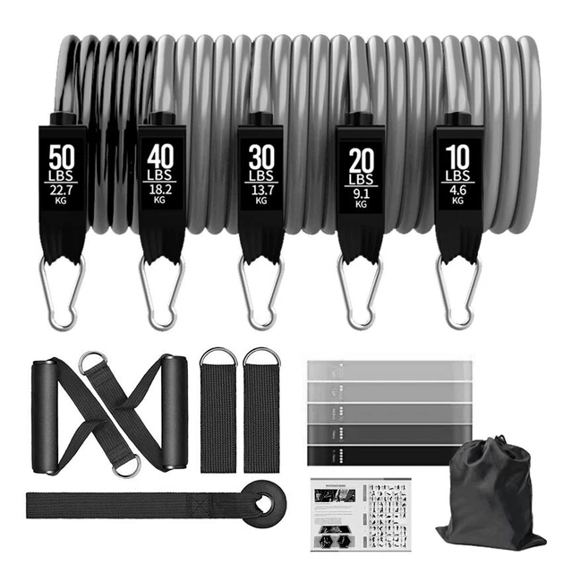 11-PCS Resistance Band Set Yoga Pilates Abs Exercise Fitness Tube Workout Bands