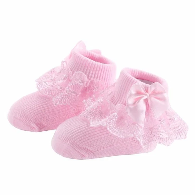 Neonati Bambino Calzini Cotone Battesimo Inverno Increspato Maglia Ginocchio Lac 5