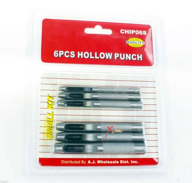 Hollow Hole Punch Set Carbon Steel 1/8 to 5/16 for Leather Fabric Paper  6pc