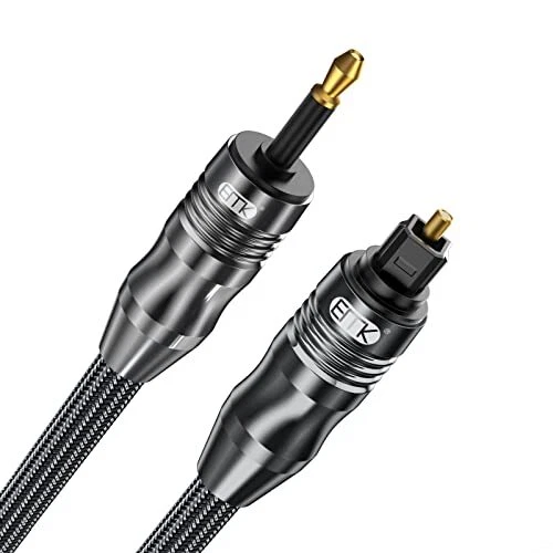Câble Audio Optique Toslink Slim – Blanc – Longueur Au Choix Jusqu’à 15m – Avec Adaptateur – Neuf