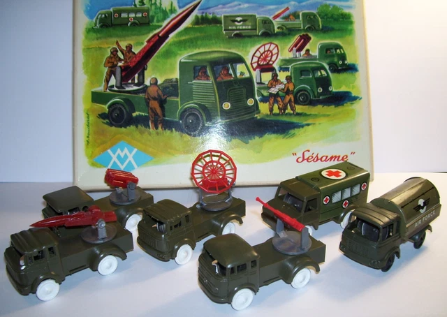 Coffret Sésame Armée Anti-aérienne 1964 – 6 Miniatures Friction 1/70, état Neuf