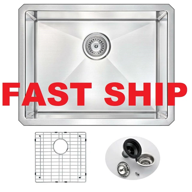 Anzzi K-AZ2318-1A Vanguard 23" Single Basin 16 Gauge Stainless Steel Undermount