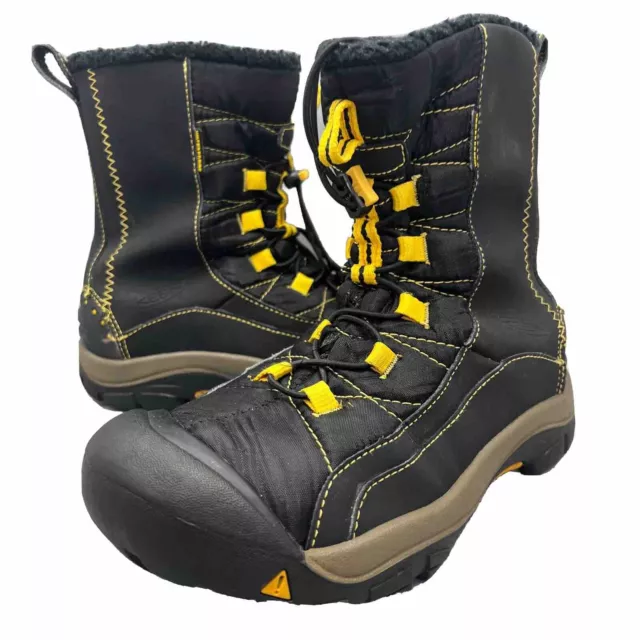 Keen Boots Warm 200 Gram Insulated Winter Black Yellow Zip Up Women’s Size 7.5