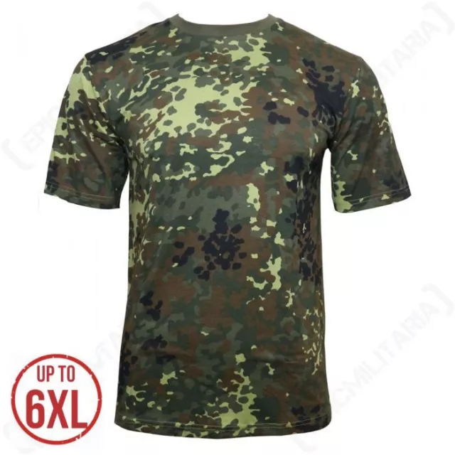 German Army Flecktarn Camo T-Shirt - 100% Cotton Army Military Top Camouflage