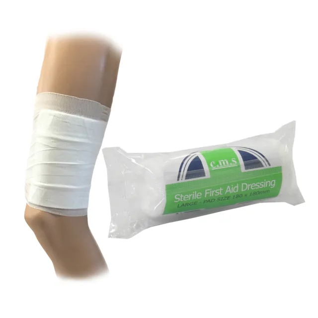 50 x CMS Medical Sterile First Aid HSE Wound Cut Dressing Bandage Large 18x18cm