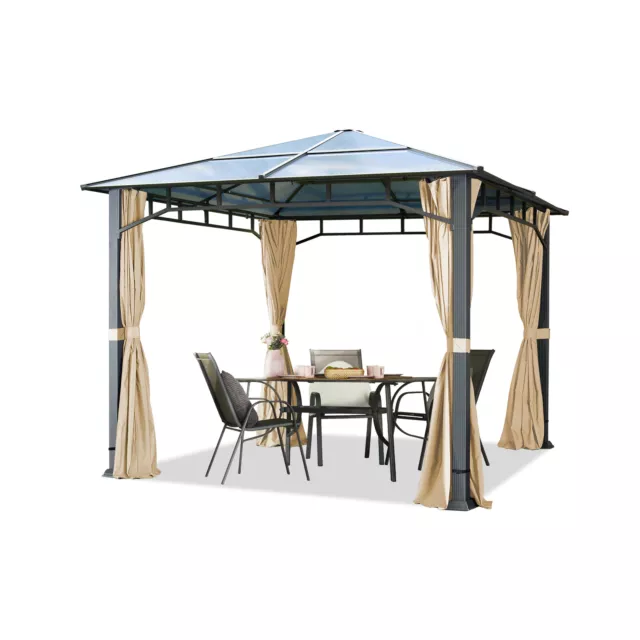 Gartenpavillon 3x3 m Hardtop Pavillon ALU Pergola Gartenzelt mit 4 Seitenteilen