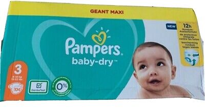 Pampers Baby dry  Taille 3, 104 Couches 6-10kg Pack 1Mois Livraison 24h