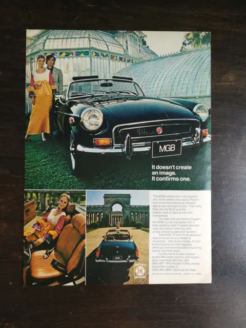 Vintage 1972 MG MGB Full Page Original Color Ad 823