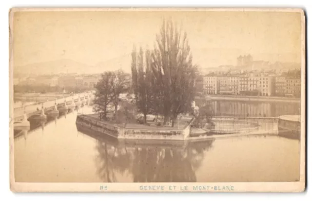 Fotografie Garcin, Geneve, Ansicht Genf, Blick auf die Île Rousseau und nach de