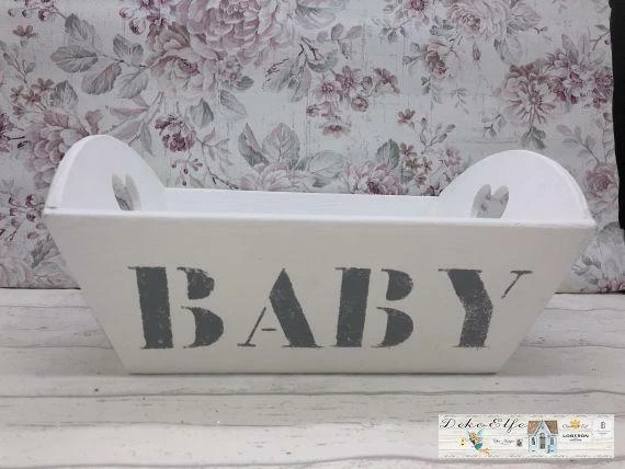 Op De Maalzolder Cadeaux Boîte Cadeau pour la Naissance Bois Bébé Blanc
