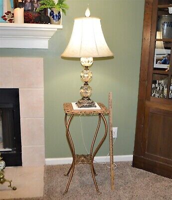Nice Pat 1894 Victorian Cast Iron Plant Stand in Muted Gold Tone w/Marble Plate!
