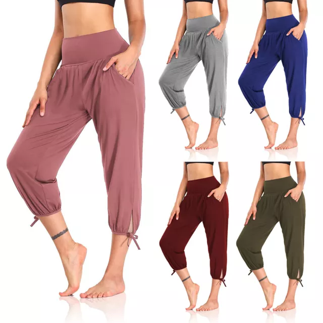 Pantaloni Capri Da Donna Pantaloncini Da Yoga A Vita Alta Morbidi Ed -