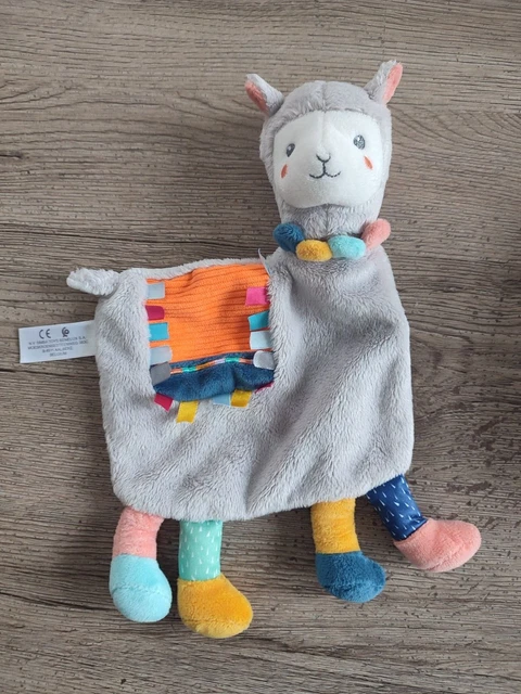 Doudou Plat LAMA Gris Orange Bleu Nicotoy Simba Toys etat Neuf