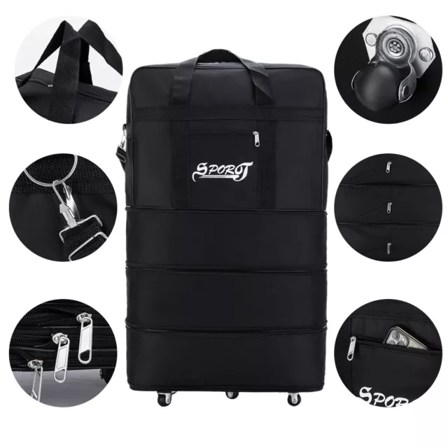 Sac de Voyage à Roulettes Extensible Pliable à 3 couches avec 5 Roues 45L-95L 3