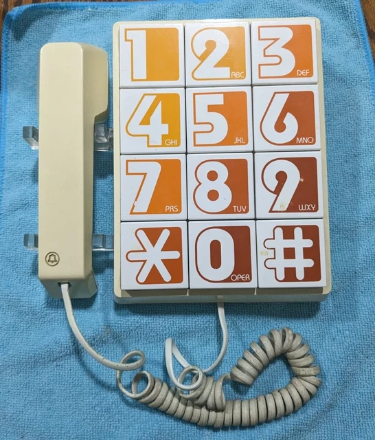 Teléfono vintage retro 1970 Western eléctrico botón grande serie #273878 ¡funciona!