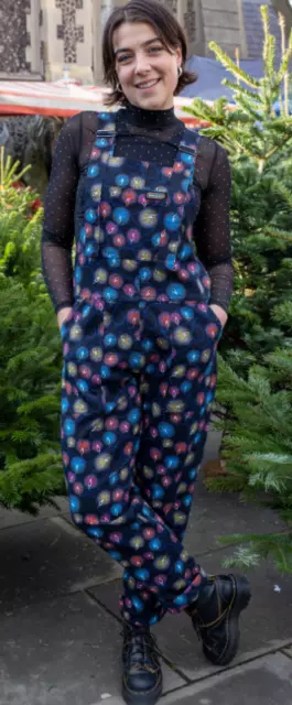 Run & Fly 80's/90's style unisex oversized Fairy Lights Stretch Twill Dungarees