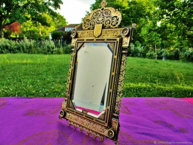 Miroir mural de bureau antique en bronze Charles X début XIXe siècle 3