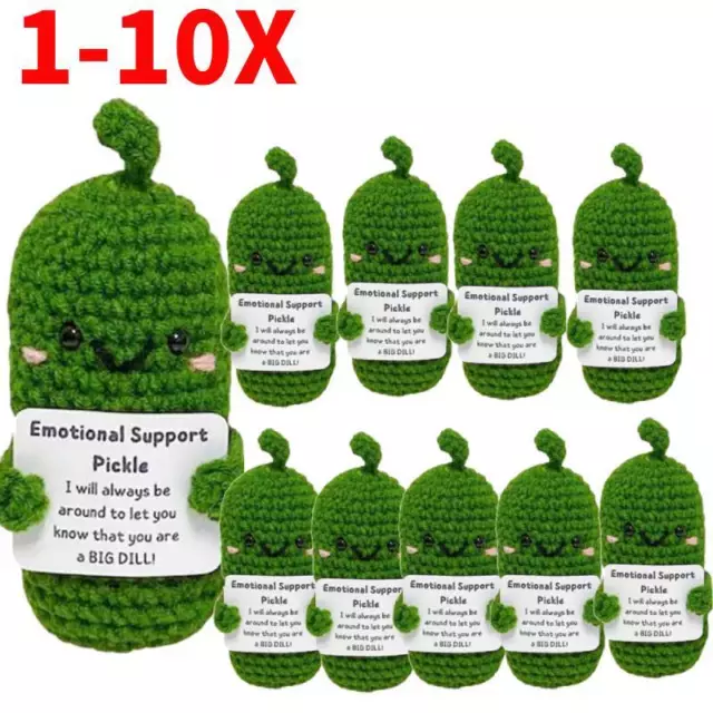 Handmade Emotional\Support Pickled Cucumber Gift, Crochet Emotional  Support-A