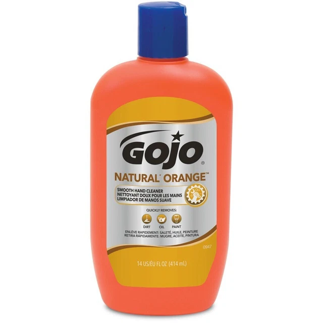 Limpiador de manos suave Gojo naranja natural 14 oz. Aceite de suciedad para eliminar rápidamente NUEVO
