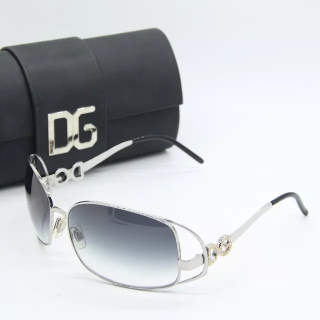 New Dolce & Gabbana Dg 2016-B 05/8G Silver Authentic Sunglasses W/Case 65-15
