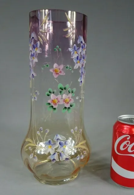 beau vase en verre émaillé décor de fleurs vers 1900 no legras