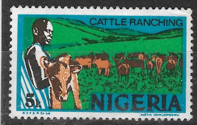 Nigeria stamp 1975 shows cattle ranging - calf - herd - see scan for details