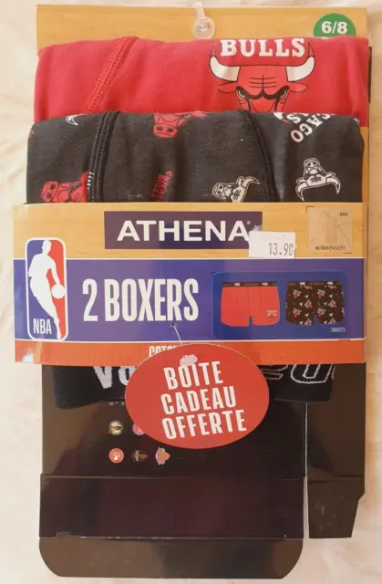 2 boxers NBA neufs 6/8 ans marque Athena avec pochette cadeau