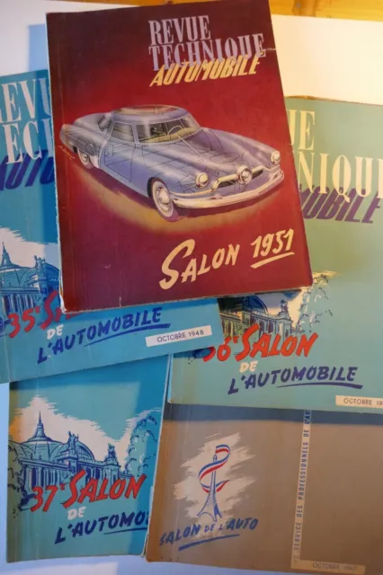 Lot de 5 Revue Technique Automobile / Salon 1947- 48-49-50 -51