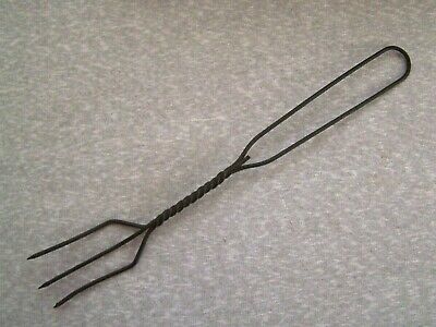 Antique Primitive 3 Tine Twisted Wire Cooking Fork 12 3/4" Aged Patina