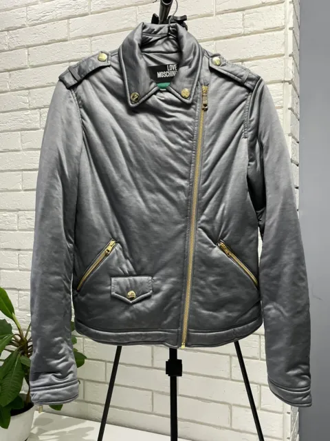 Love Moschino Women's Bomber Jacket Gray Size 8/44